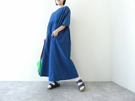 【SALE】【SALE】NATURAL LAUNDRY(ナチュラルランドリー) インディゴシャンブレースモックギャザーワンピース(7253O004)