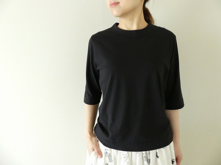 楽天市場】homspun(ホームスパン) 天竺6分袖Tシャツ (5)ブラック(241 
