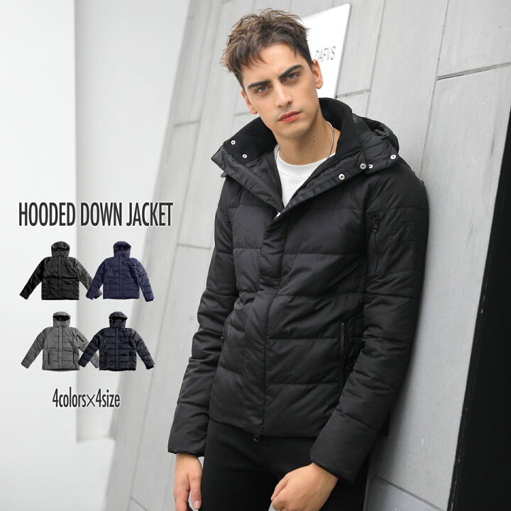 楽天市場 ダウンジャケット 訳あり パーカー ボリュームネック フード脱着 軽量 ダウンミックス ダウン 中綿ダウン ジャケット 冬服 冬 メンズ フード ショート丈 Spade