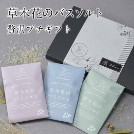 【 全品P8倍 】 草木花の バスソルト 入浴剤 ギフト 3種各1袋/ プチギフト プレゼント 卒業 お礼 / 高級 天然 アロマ デットシーソルト マグネシウム 浄化 美容 個包装 健康 女性 男性 汗 バスソルト 誕生日 ポスト投函 お配りギフト