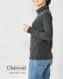 【あったか素材】日本製 東レ インターアクション Tシャツ 起毛 タートルネック レディース ハイネック 長袖 カットソー ねじり衿