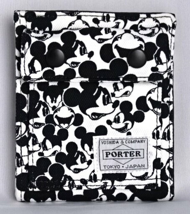 楽天市場 未使用 ポーター ビームス ディズニー ミッキー柄折り財布 縦 白 黒 ウォレット Porter Beams Disney Violet