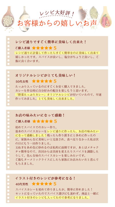 楽天市場 送料無料 これだけで簡単スパイスカレー カレースパイス3種セット レシピ付き チャック付袋入り ターメリック クミン コリアンダー パウダー 粉末 各100g 辛味なし 人気 おすすめ ギフト スパイス専門店 Spanion