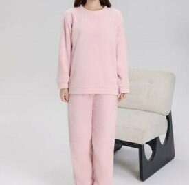 2点セット 上下セット レディース トップス パンツ ボトムス ルームウェア パジャマ プルオーバー 部屋着 セットアップ アンサンブル 寝巻き 長袖 ドロップショルダー クルーネック 襟なし ノーカラー ウエストゴム きれいめ シンプル カジュアル 上品 おしゃれ