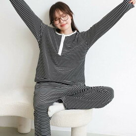 パジャマ ナイトウエア 上下セット パジャマ 長袖 ラウンドネック プルオーバー ハーフボタン ミディアム丈 ロングパンツ ウエストゴム 可愛い かわいい 大人可愛い きれいめ シンプル 上品 おしゃれ かっこいい レトロ ルーズ こなれ感 個性的 主役級 存在感 抜け感