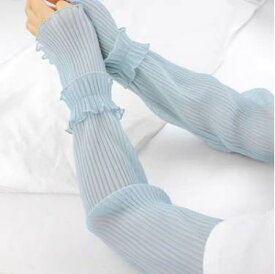 アームカバー レディース フリル袖 ロングスリーブ フェミニン プリーツ フリル 透け感 シースルー 伸縮性 シアー ストレッチ かわいい 大人可愛い きれいめ シンプル カジュアル 上品 おしゃれ こなれ感 ガーリー 存在感 抜け感 無地 夏 ママ 通勤 通学 お出かけ