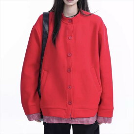 レディース トップス カーディガン 上着 デート 白トップス ミディアム丈 袖あり 長袖 ボリューム袖 萌袖 ラウンドネック クルーネック 襟なし ワイド スマート ポケット 前開き 伸縮性 かわいい 大人可愛い きれいめ シンプル カジュアル 上品 おしゃれ お洒落 レトロ