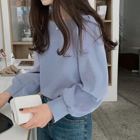 トップス シャツ 長袖 ボリューム袖 ラウンドネック プルオーバー ミディアム丈 かわいい 可愛い 大人可愛い きれいめ シンプル 上品 レトロ おしゃれ かっこいい カジュアル こなれ感 個性的 主役級 存在感 抜け感 春 夏 ベーシック ナチュラル フェミニン 清楚
