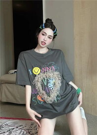 レディース トップス Tシャツ ミモレ 半袖 Uネック ワイド ストレート オーバーサイズ ラップ ストリート チュール リボン 異国風 ヴィンテージ アメカジ 薄手 カジュアル おしゃれ かっこいい こなれ感 ラフ メンズライク ガーリー ルーズ 個性的 主役級 キュート