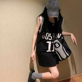 レディース トップス ワンピース ショート ノースリーブ タンクトップ ラウンドネック ワイド ストレート かわいい シンプル カジュアル おしゃれ かっこいい レトロ こなれ感 ラフ メンズライク マニッシュ ボーイッシュ スポーティー ルーズ 個性的 クール 存在感