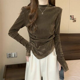 レディース トップス 長袖 ラウンドネック スリム かわいい 大人可愛い きれいめ シンプル カジュアル 上品 おしゃれ かっこいい レトロ こなれ感 ラフ ボーイッシュ ガーリー 個性的 クール モード系 エレガント モダン 抜け感 ラブリー ベーシック アクティブ