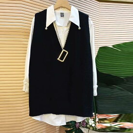 トップス ベスト ニットベスト Vネック プルオーバー ミディアム丈 かわいい 可愛い 大人可愛い きれいめ シンプル 上品 レトロ おしゃれ かっこいい カジュアル レトロ こなれ感 個性的 主役級 存在感 抜け感 春 秋 ベーシック ナチュラル クール メンズライク 無地