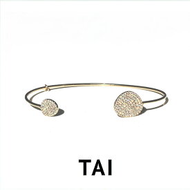 TAI JEWELRY タイ ジュエリー OP-4684-G ゴールドバヴェディスクカフブレスレット バングル ジルコニア シンプル カジュアル レディース