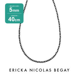 ERICKA NICOLAS BEGAY エリッカ ニコラス ビゲイ【5mm/40cm】Oxidized navajo pearl necklace オキシダイズド ナバホパール ネックレス 燻加工 シルバー ボールチェーン インディアンジュエリー フレッドハーヴィースタイル