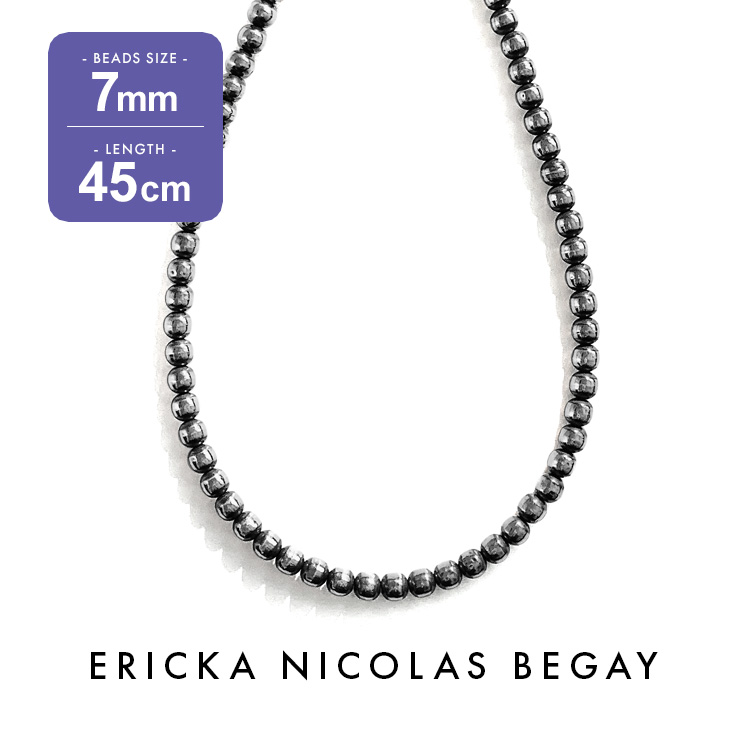 ERICKA NICOLAS BEGAY エリッカ ニコラス ビゲイ 7mm/45cm Oxidized navajo pearl  necklace オキシダイズド ナバホパール ネックレス 燻加工 シルバー ロング チェーン インディアンジュエリー Sparkle 