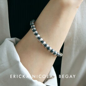 ERICKA NICOLAS BEGAY エリッカ ニコラス ビゲイ【7mm/19cm】Oxidized navajo pearl bracelet オキシダイズド ナバホパール ブレスレット 燻加工 シルバー ボールチェーン インディアンジュエリー フレッドハーヴィースタイル だけ