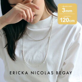 ERICKA NICOLAS BEGAY エリッカ ニコラス ビゲイ【3mm/120cm】Navajo pearl necklace シャイニー オキシダイズド ナバホパール ネックレス シルバー ボールチェーン インディアンジュエリー レディース フレッドハーヴィースタイル だけ