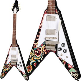 Epiphone Jimi Hendrix "Love Drops" Flying V (Ebony)【 エピフォン インスパイアド バイ ギブソン カスタム ショップ ジミ ヘンドリックス ラブ ドロップス FV フライングV エボニー ブラック エレキギター 】