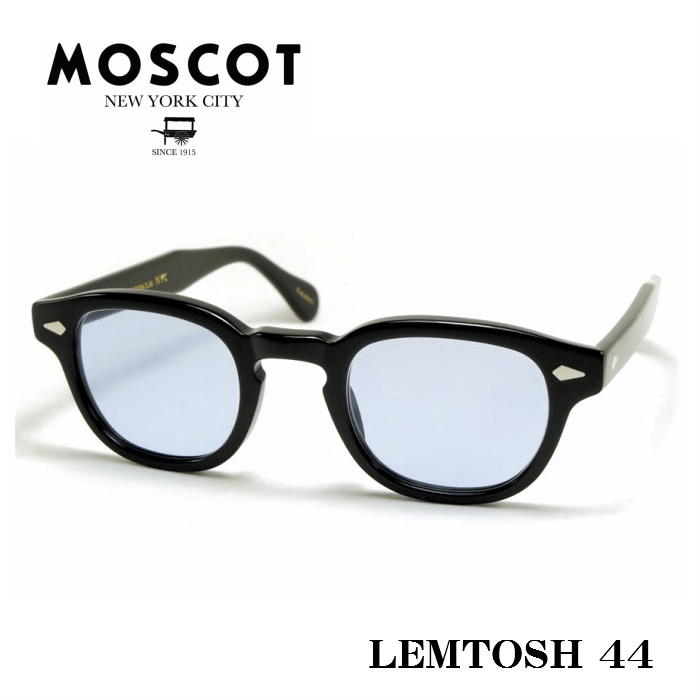 黒ぶち フレーム 薄いカラーレンズ  MOSCOT モスコット LEMTOSH レムトッシュ メガネ サングラス サイズ 44 ブラック ブルーレンズ
