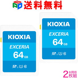 お買得2枚組 SDXCカード 64GB SDカード 日本製 KIOXIA EXCERIA Class10 UHS-I U1 R:100MB/s 海外パッケージ 送料無料 LNEX1L064GG4