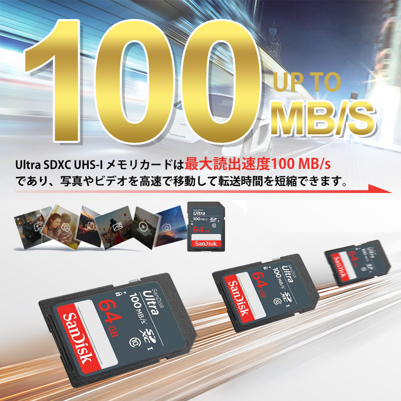 SDXC カード 64GB SDカード サンディスク SanDisk Ultra 100MB/S UHS-I class10 SASD64G-UNR  送料無料 SDSDUNR-064G-GN3IN SPD
