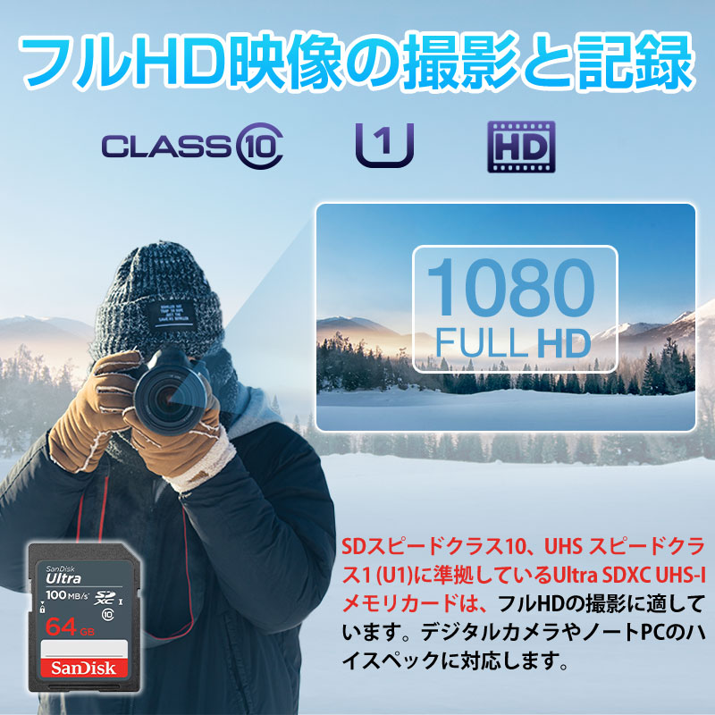 SDXC カード 64GB SDカード サンディスク SanDisk Ultra 100MB S UHS-I class10 SASD64G-UNR 送料無料 SDSDUNR-064G-GN3IN