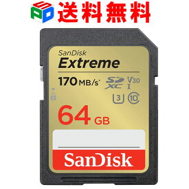 SDXC カード 64GB Extreme UHS-I U3 V30 4k対応 class10 SanDisk サンディスク 超高速R:170MB/s W:80MB/s SDSDXV2-064G-GNCIN 海外パッケージ 送料無料 SASD64G-XV2