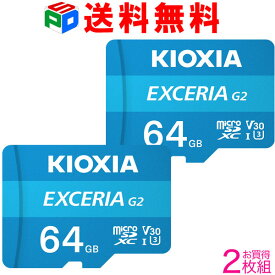 お買得2枚組 64GB microSDXCカード マイクロSD KIOXIA EXCERIA G2 R:100MB/s W:50MB/s U3 V30 CLASS10 UHS-I A1 4K Nintendo Switch動作確認済 海外パッケージ 送料無料 LMEX2L064GC4