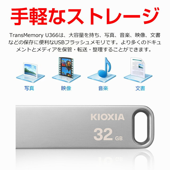 楽天市場】USBメモリ 32GB USB3.2 Gen1 KIOXIA TransMemory U366 R 