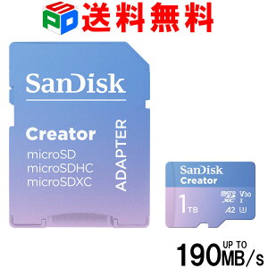 microSDXC 1TB SanDisk TfBXN Creator UHS-I U3 V30 4K A2Ή Class10 R:190MB/s W:130MB/s SDA_v^t COpbP[W  SDSQXAV-1T00-GN6MS