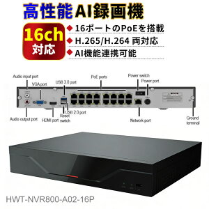 HOLOWITS �h�ƃJ�����p�^��@ 16ch NVR 4K�Ή� PoE���d���� HDD8TB×2�Ή� AI��F�� �s�R�Ҍ��m ��A�q���� �ΑӊǗ� H.265/H.264 ����16ch�Đ� �Ɩ��p �X�� ������ ���{��T�|�[�g 1�N�ۏ� ��z�֑�������