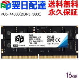 ノートPC用メモリ SPD PC5-44800(DDR5-5600) 16GB 【永久保証・翌日配達送料無料】SO-DIMM SDDR556S16G30 永久保証 海外パッケージ