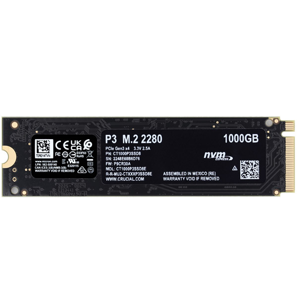 楽天市場】特価!Crucial クルーシャル 1TB P3 NVMe PCIe M.2 2280 SSD 