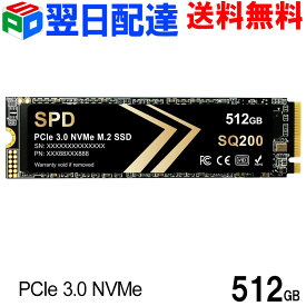 【お買い物マラソンポイント5倍】SPD製SSD 512GB M.2 2280 PCIe 3.0 NVMe R: 3300MB/s W: 1300MB/s 3D NAND SQ200NV4-512GB【3年保証・翌日配達送料無料】