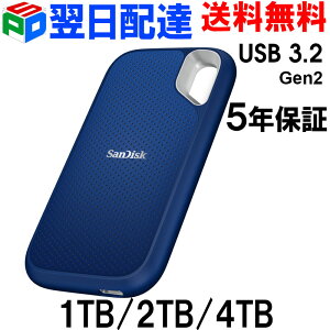 �y���������}���\���|�C���g5�{�z�|�[�^�u��SSD 1TB/2TB/4TB �O�tSSD SanDisk �T���f�B�X�NSSD USB3.2 Gen2 Extreme R:1050MB/s W:1000MB/s USB-A/USB-C���Ή� �C�O�p�b�P�[�W �y5�N�ۏ؁z 1TB-�����z�B�������� 2TB/4TB-
