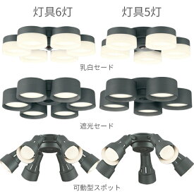 オーデリック LEDシーリングファン 専用灯具 WF247/WF249P1専用 光色切替 調光 チャコールグレー色 電球色/昼白色【乳白】6灯:WF259PR 5灯:WF260PR【遮光】6灯:WF289PR 5灯:WF290PR【可動型スポット】6灯:WF279PR 5灯:WF280PR