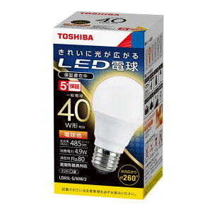 ���Ń��C�e�b�N LED�d�� ��ʓd���` ����E26 ��ʓd��40W���� �z���p��260�x �d���F:LDA5L-G/40W2 �����F:LDA4N-G/40W2