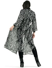 【SPECCHIO公式店】スペッチオダマスク柄プリントシフォンフロントボタンロングワンピース