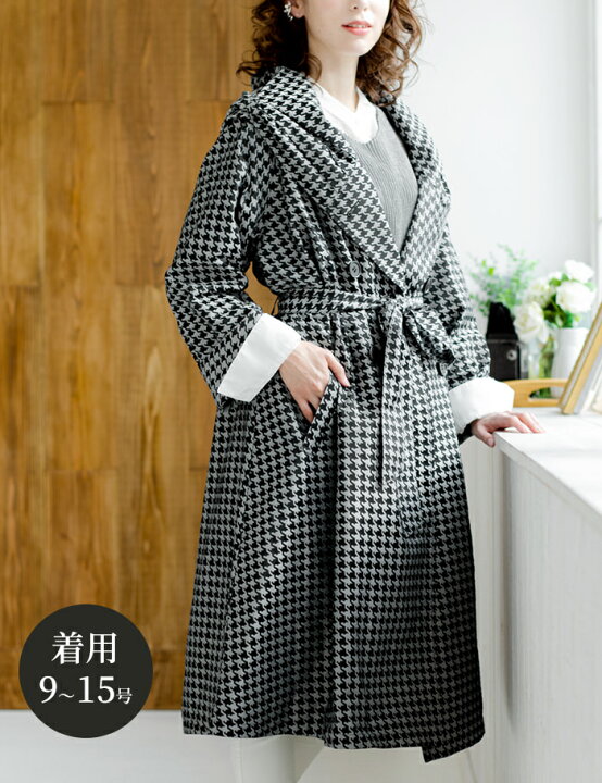 楽天市場】千鳥格子 トレンチコート M/L/LL 9-15号 ゆったり 春 秋 冬 