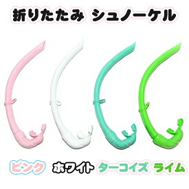 300円引クーポン　折りたたみ　シリコンシュノーケル　4カラー選択　ピンク　ホワイト　ターコイズ　ライム　収納ケース付き