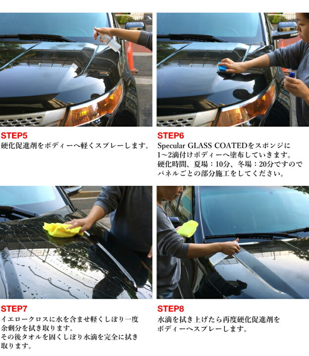 楽天市場 Specular ガラスコート 一台分セット 全色対応 自動車用 ガラスコーティング剤完全硬化型 無機質 石英 シリカ ガラスコーティング剤 撥水コーティング 撥水コート 洗車 車 ピカピカ Specular