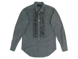 CHAMBRAY FRILL SHIRT（シャンブレーフリルシャツ）BLACK ドレスシャツタックシャツプリーツシャツブラウスラルフローレンデニムアンドダンガリーrrlkatoカトーwranglerラングラーleelevi'sリーバイスアメカジ古着アメリカusa50s60s70s
