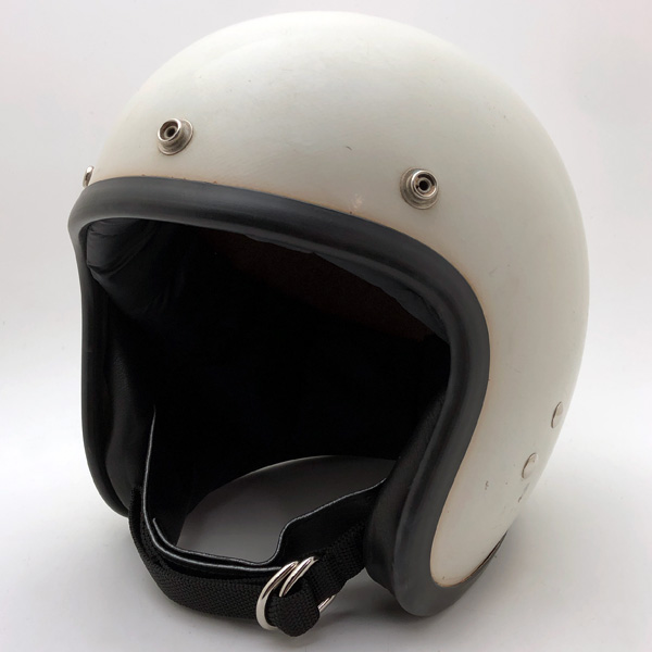 超安い 60's Wストラップ 【海外直輸入中古品】スモールジェットヘルメットオープンフェイスアメリカンホワイト白色M～Lサイズ 59cm WHITE JET ヘルメット