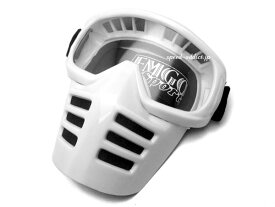 【楽天1位獲得】EMGO FACE MASK GOGGLE（エムゴフェイスマスクゴーグル）WHITE 白フェイスガードvmxモトクロスオフロードバイク用オフ車ダートトラッカーエンデューロ防風防塵防寒排ガス対策ジェットヘルメットサバゲーバイカーシェード