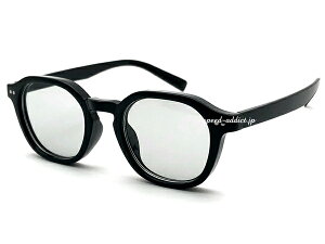 CROWN PANTO SQUARE SUNGLASS(クラウンパントスクエアサングラス)BLACK × LIGHT SMOKE 黒ぶちメガネライトカラーレンズスモークレンズセルフレーム多角形フレーム伊達メガネフレンチヴィンテージモ