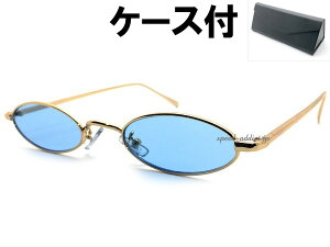 METAL NARROW OVAL SUNGLASSi^i[I[oTOXjGOLD × LIGHT BLUE + KlP[X BLACK S[hCgu[FJ[YɒBዾKl߂˃^t[גVFCv