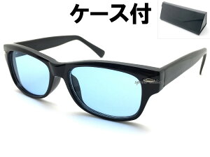 60's OLD SQUARE WELLINGTON SUNGLASSi60sI[hXNGAEFgTOXjBLACK × LIGHT BLUE + KlP[X BLACK J[YFu[ԂKllCꃌfB[XYt@bV