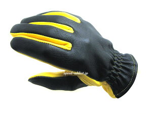NAPA GLOVE 875BG BLACK ×GOLD(ナパグローブ 875BG)BLACK × GOLD 黒ブラック金色ゴールド裏地なし裏地無し鹿革鹿皮ディアスキン本革本皮防風防雨防寒耐風耐雨春用夏用秋用冬用定番バイク用手袋レザ