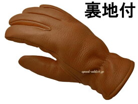 CHURCHILL GLOVE 裏地付（チャーチルグローブ裏地付）TAN タン淡茶色brownブラウンthinsulateシンサレート100g裏地あり裏地有り裏地付鹿革鹿皮ディアスキン本革本皮防風防雨防寒冷地仕様秋用冬用耐風耐雨定番バイク用レザーグローブ