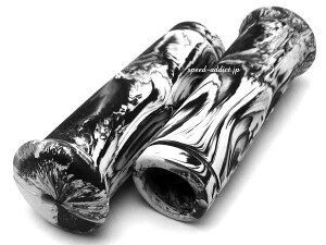 Nice!Motorcycle JACK HAMMER MARBLE GRIP�i�i�C�X���[�^�[�T�C�N���W���b�N�n�}�[�}�[�u���O���b�v�jWHITE & BLACK�i�����Ȃ߁j�~���o�[�p �����~���p7/8�C���`��22mm�n���h���O���b�v�ϊ��J���[�A�_�v�^
